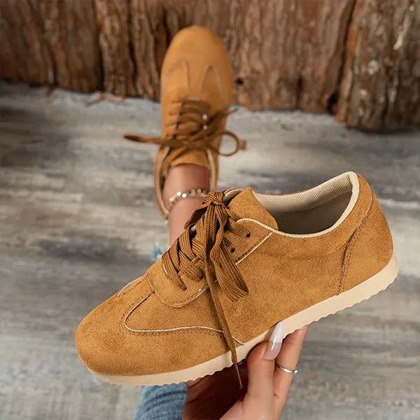 Women's Casual Suede Flat Lace Up Running Shoes 09468307S