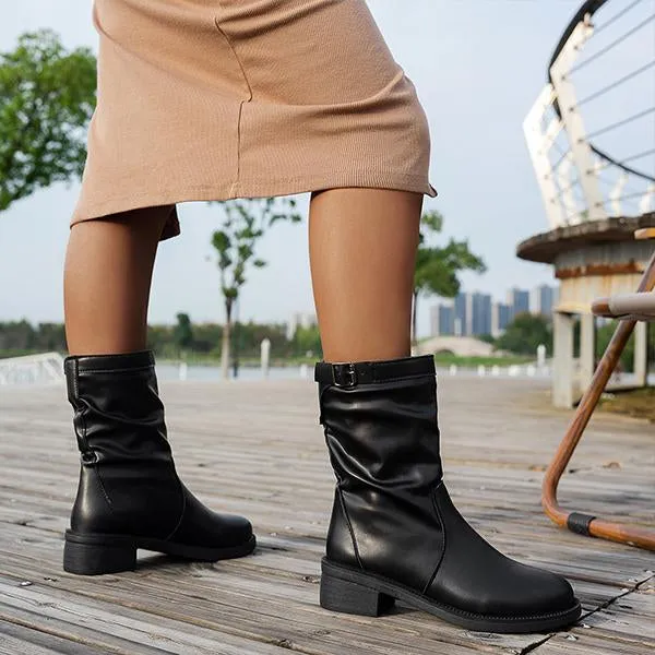 Women's Casual Versatile Buckle Ankle Boots 67584335S