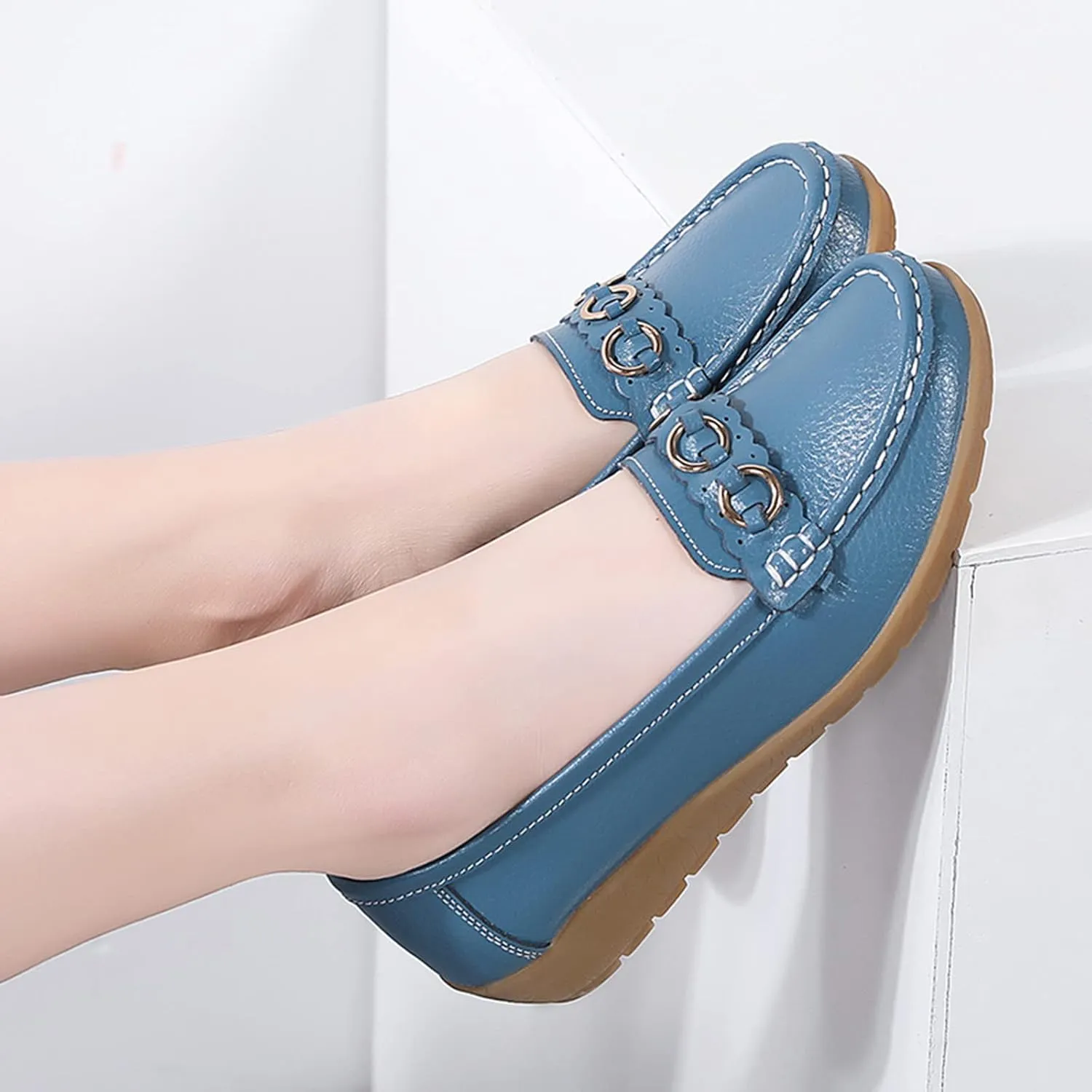Women's Flats Shoes Casual Slip On Shoes Lightweight Penny Loafers Comfort Wide Loafers with Arch Support