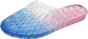 Womens Jelly Shoes, White Jellies Sandals Glitter Clear Flats Slip On Summer Beach Slippers Transparent Closed Toe Soft Slide