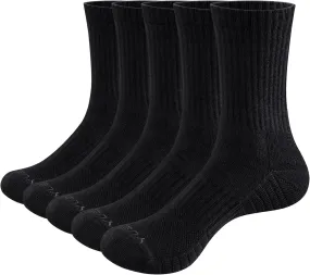 Womens Moisture Wicking Cushioned Cotton Casual Everyday Work Gym Training Athletic Crew Socks for Women, 5 Pairs