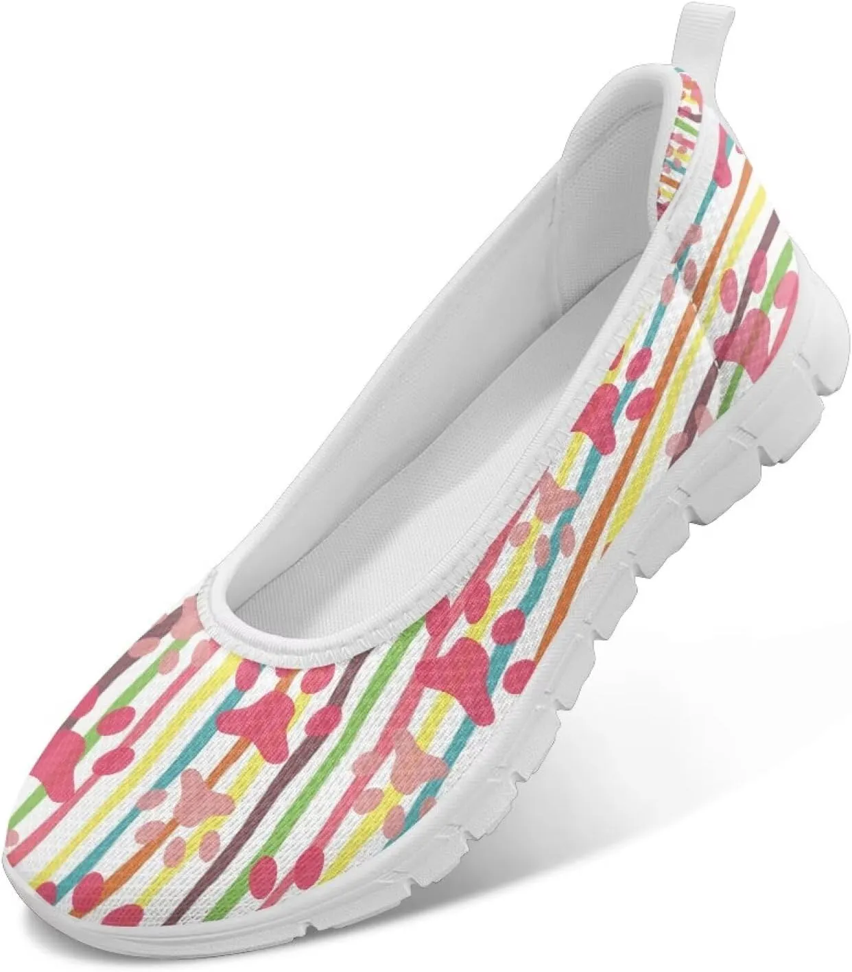 Women's Slip On Sneakers, Everyday Mesh Shoes, Non Slip Sole & Breathable Mesh, Lightweight & All-Day Comfort White Sole