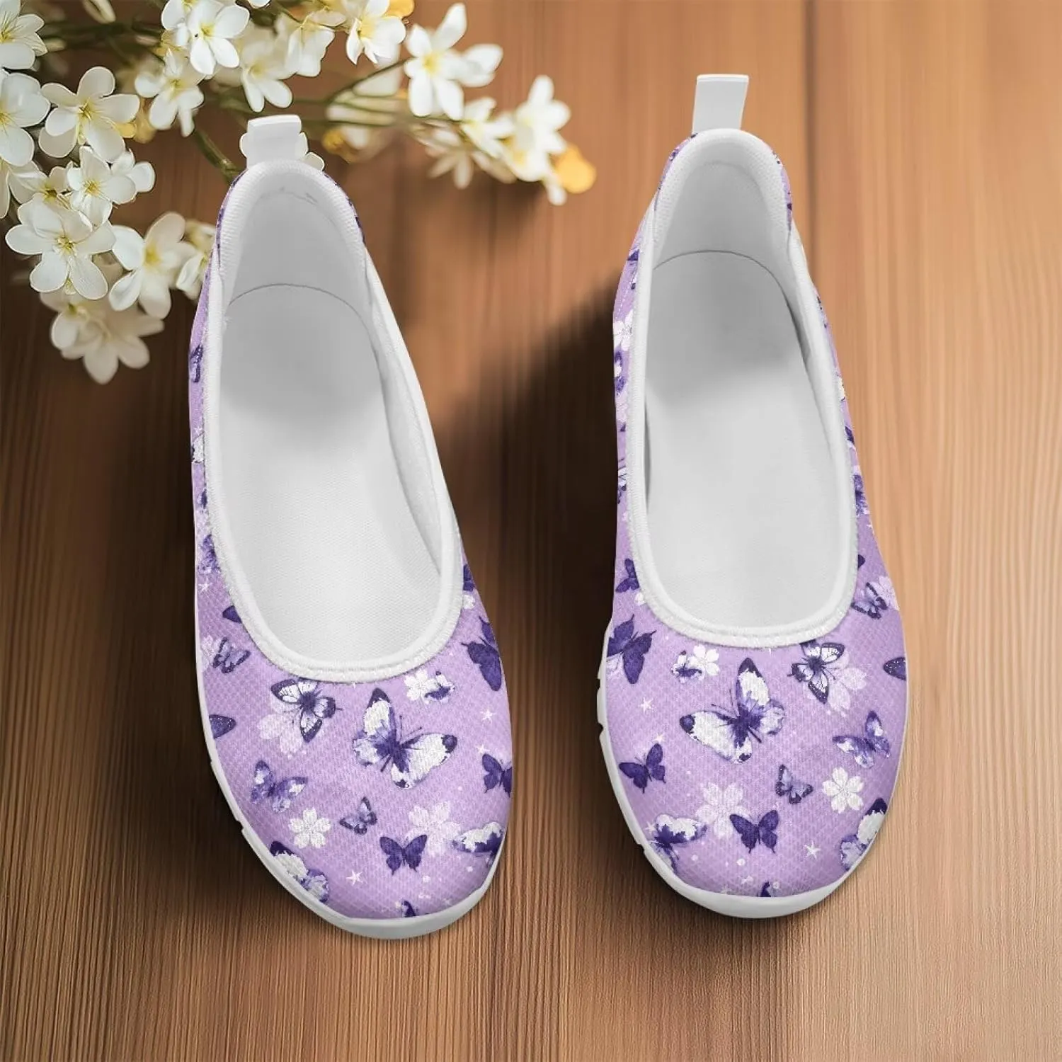 Women's Slip On Sneakers, Everyday Mesh Shoes, Non Slip Sole & Breathable Mesh, Lightweight & All-Day Comfort White Sole