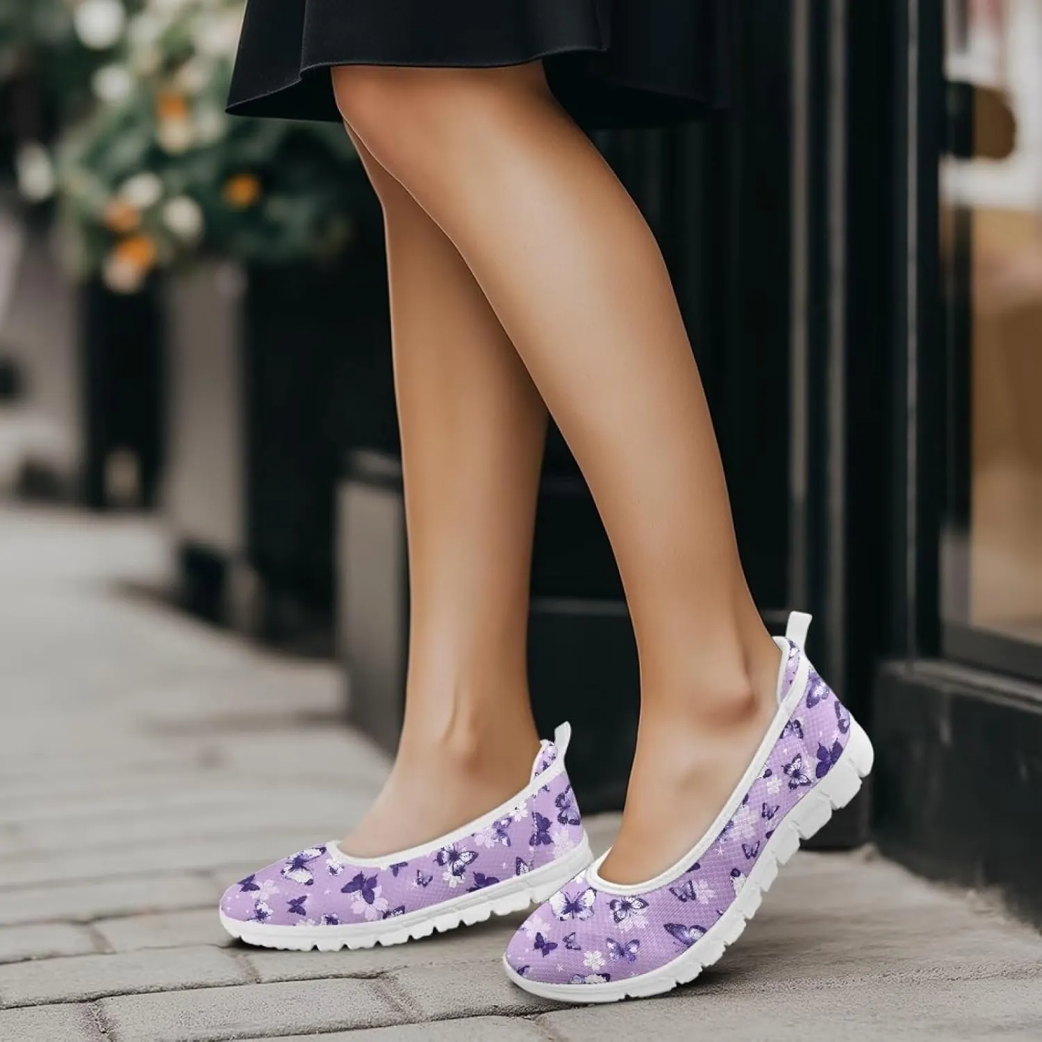 Women's Slip On Sneakers, Everyday Mesh Shoes, Non Slip Sole & Breathable Mesh, Lightweight & All-Day Comfort White Sole