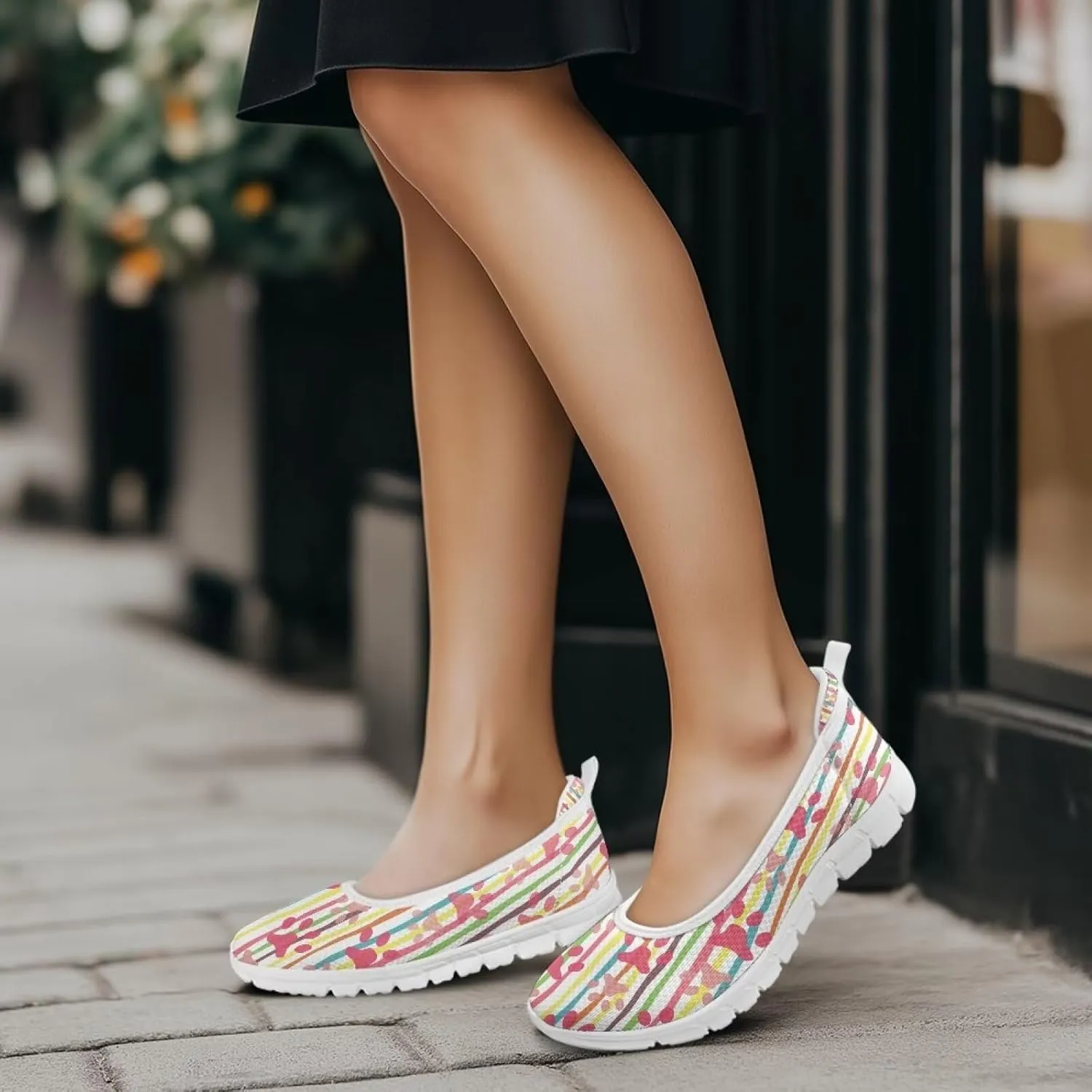 Women's Slip On Sneakers, Everyday Mesh Shoes, Non Slip Sole & Breathable Mesh, Lightweight & All-Day Comfort White Sole