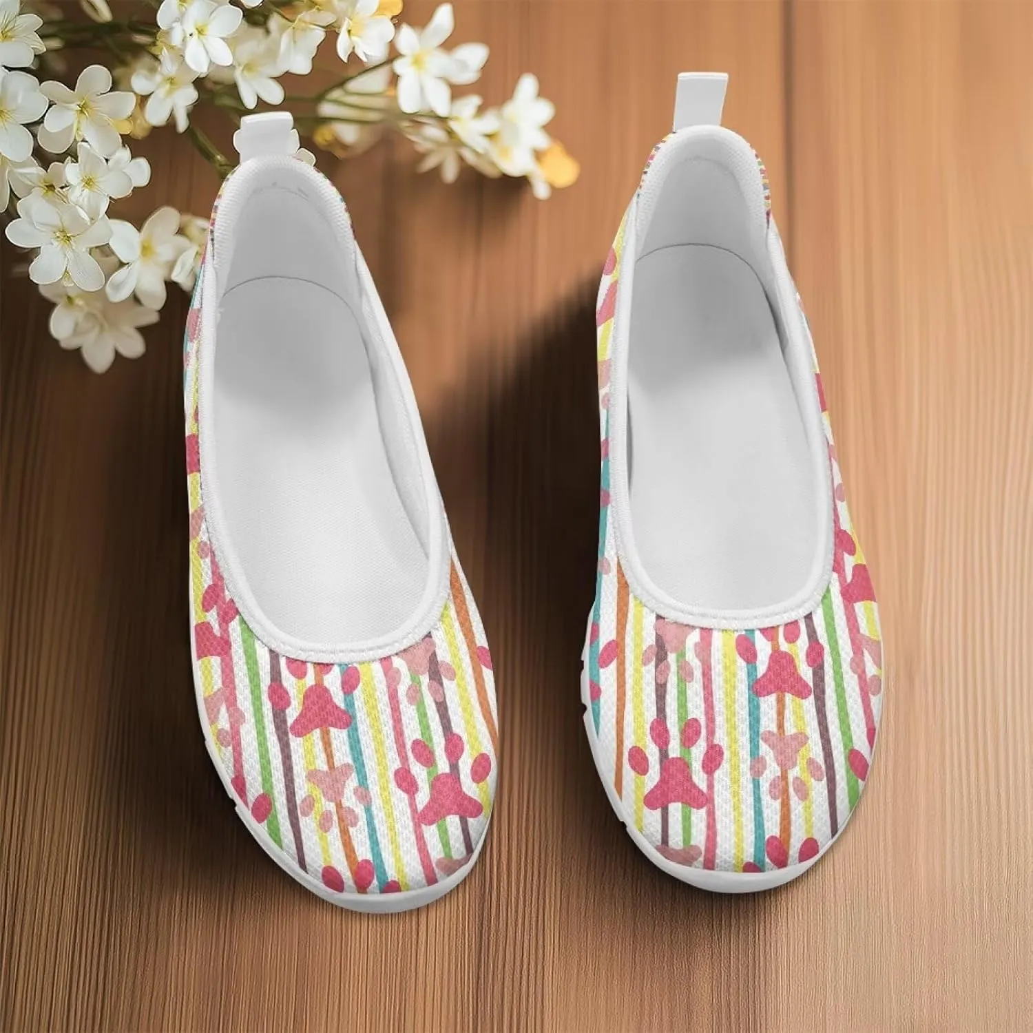Women's Slip On Sneakers, Everyday Mesh Shoes, Non Slip Sole & Breathable Mesh, Lightweight & All-Day Comfort White Sole