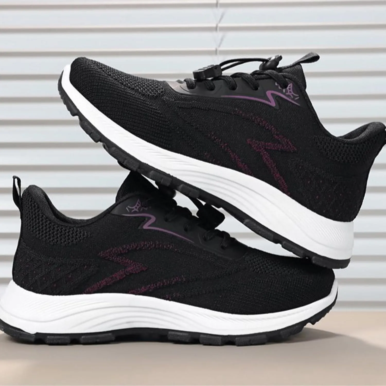 Womens Sneakers Lace Up Running Shoes Round Toe Anti-Slip Breathable Casual Athletic Footwear