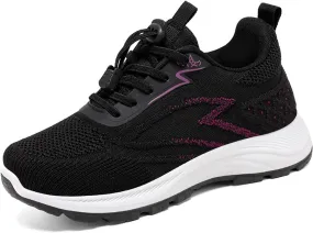 Womens Sneakers Lace Up Running Shoes Round Toe Anti-Slip Breathable Casual Athletic Footwear