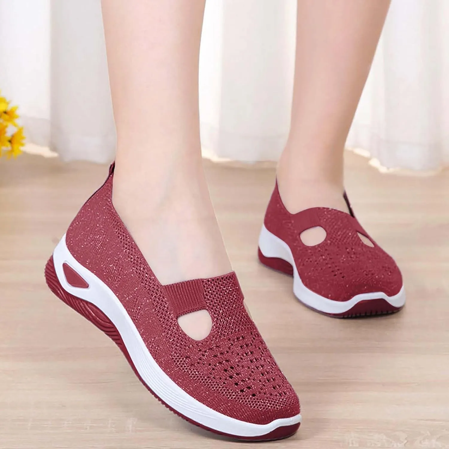 Women's Woven Orthopedic Breathable Soft Shoes Non Slip Work Shoes Women Mesh Men's Casual Shoes White Sneakers White Tennis Shoe Loafers Dress Shoe