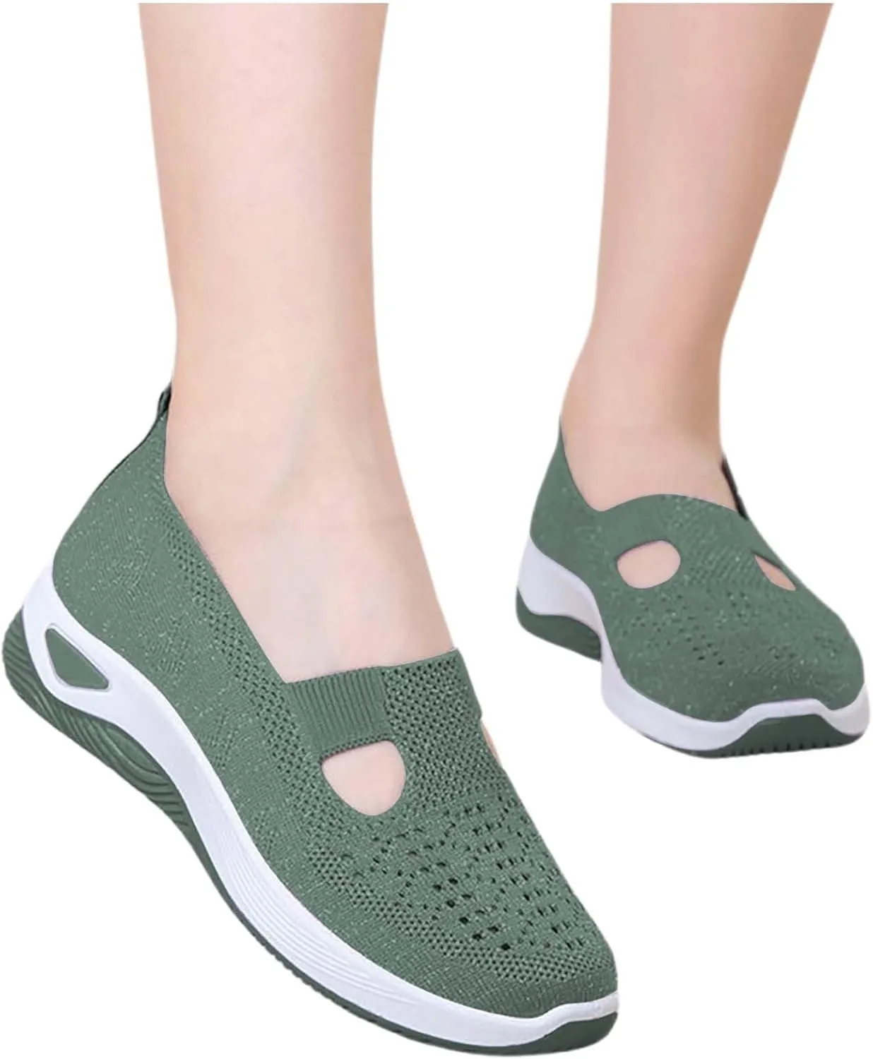 Women's Woven Orthopedic Breathable Soft Shoes Tennis Shoes Womens Comfortable White Casual Shoes Slip On Sneakers White Tennis Shoe Cross Trainer Shoe