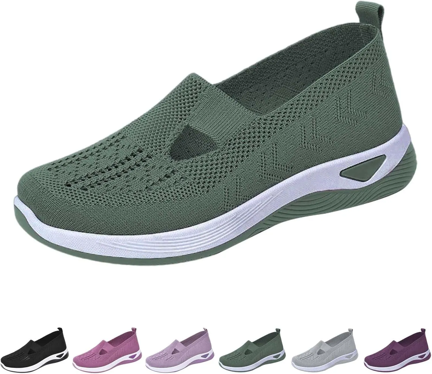 Women's Woven Orthopedic Breathable Soft Shoes Tennis Shoes Womens Comfortable White Casual Shoes Slip On Sneakers White Tennis Shoe Cross Trainer Shoe