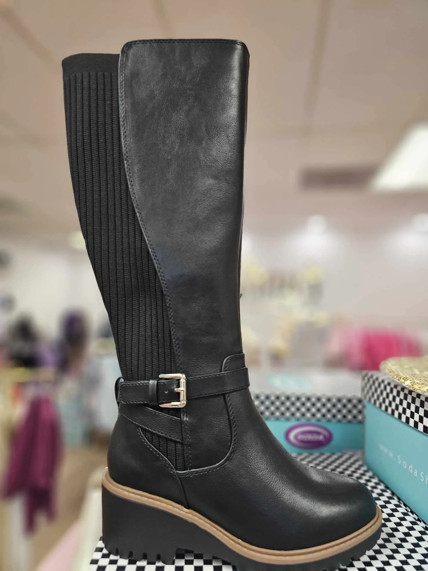 Zone - Sweater Panel Riding Boot